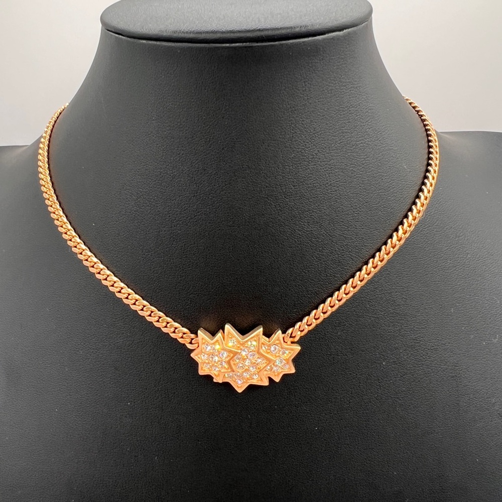 Swarovski Gold Starburst Triple‑Star Choker Necklace